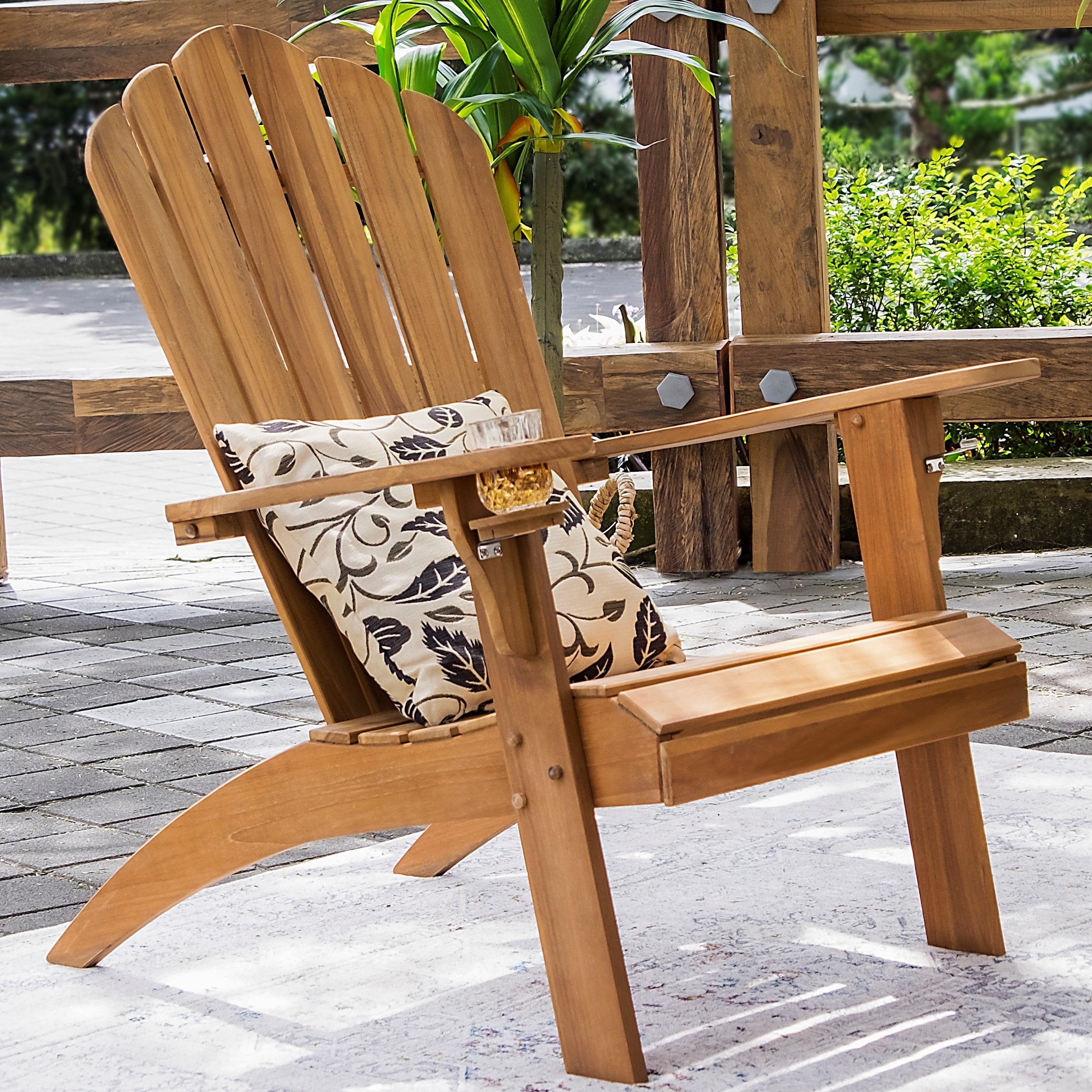 Cambridge Casual Sherwood Teak Adirondack Chair with Cup Holder