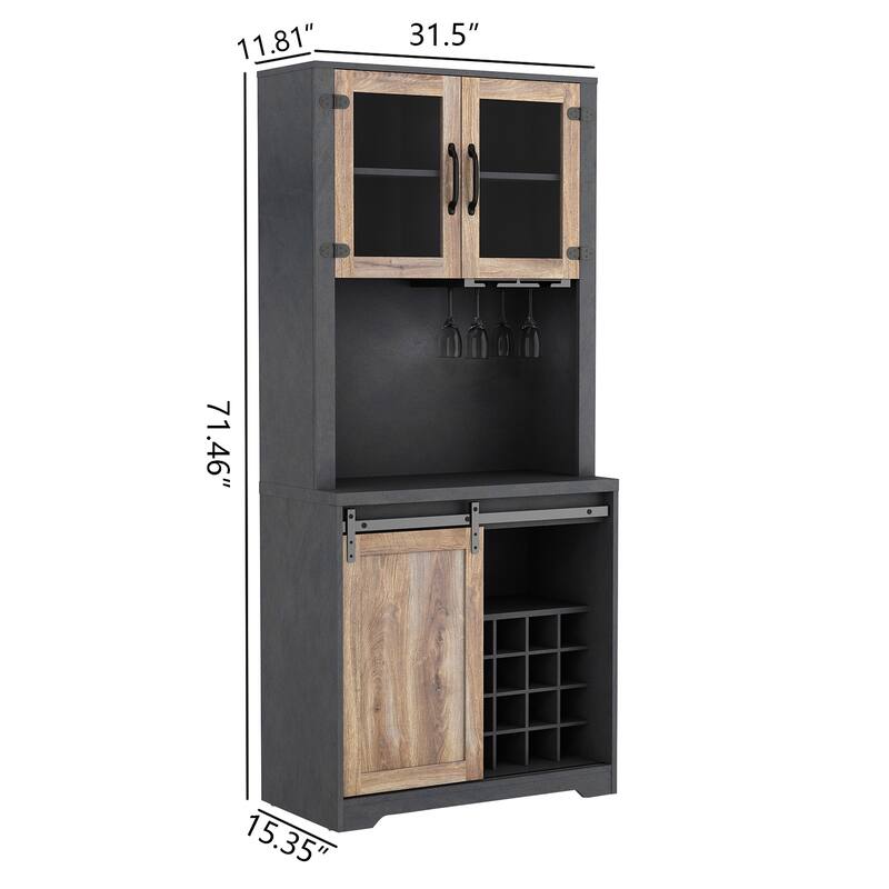 Barn Door Bar Cabinet For Living Room