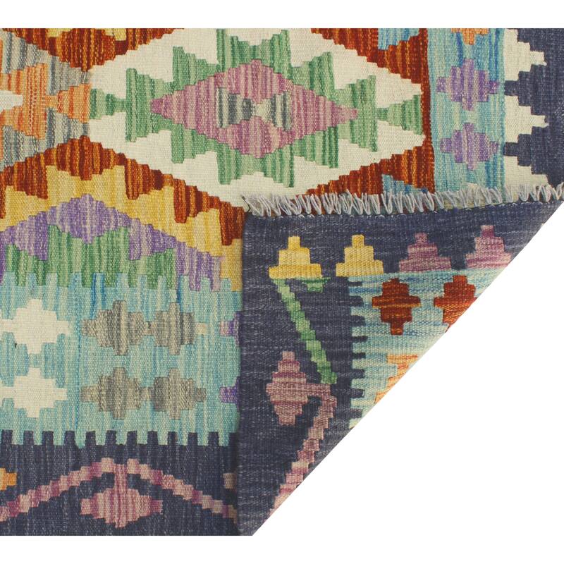 Flatweave Raquel Blue/Ivory Rug - 3'3" x 4'10"