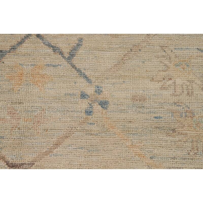 Floral Beige Vegetable Dye Oushak Turkish Rug Hand-Knotted Wool Carpet - 8'1"x 10'2"