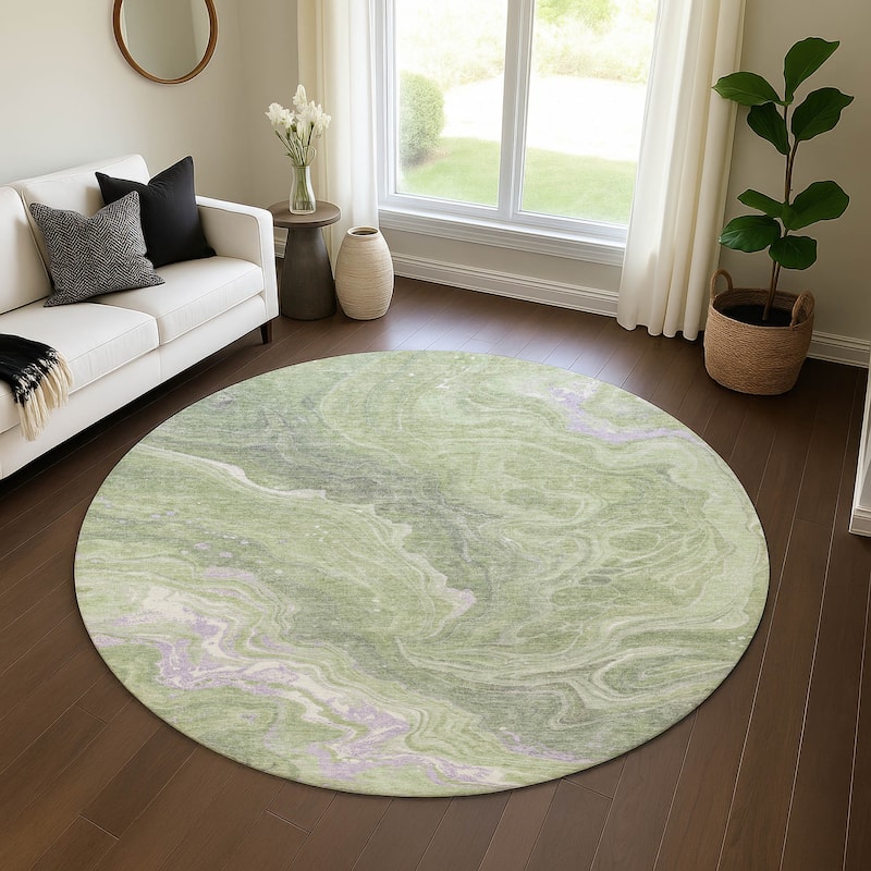Premium Washable Super Soft Abstract Mayfield Rug - Aloe - 8' x 8'