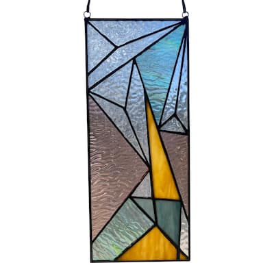 Art Deco Triangles River of Goods Colored Stained Glass Window Panel