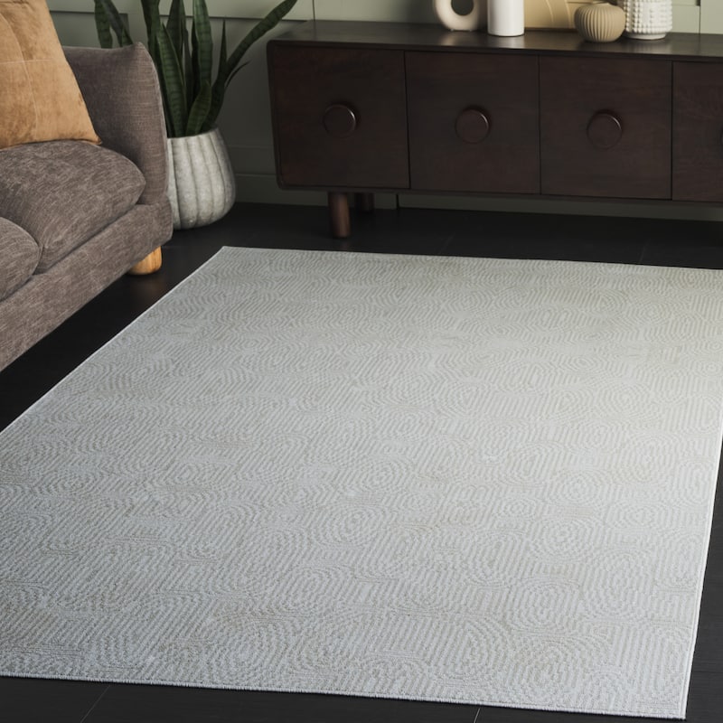 SAFAVIEH Bayside Dijanka Machine Washable Rug - 5'3" x 7'6" - Ivory/Light Grey