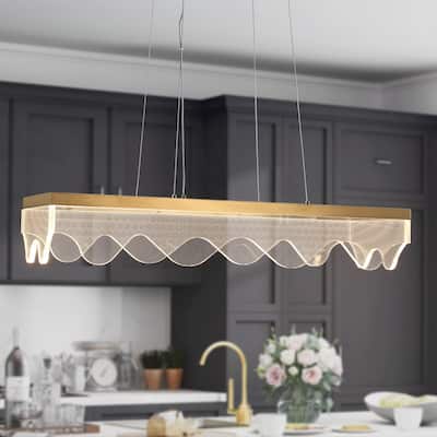 Fay LED Gold Chandelier Kitchen Island Lights for Dining Room - L31.5"*W10.23"*H5.7"