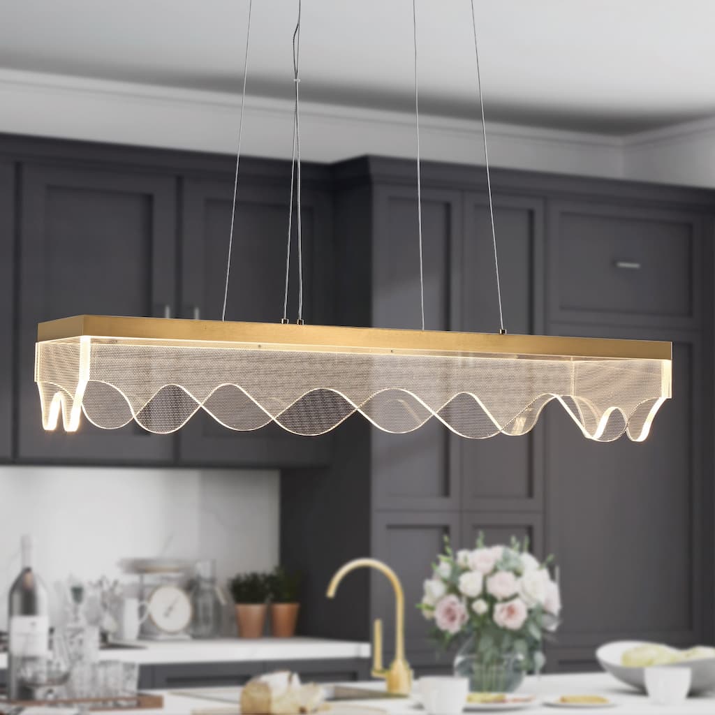 Fay LED Gold Chandelier Kitchen Island Lights for Dining Room - L31.5"*W10.23"*H5.7"