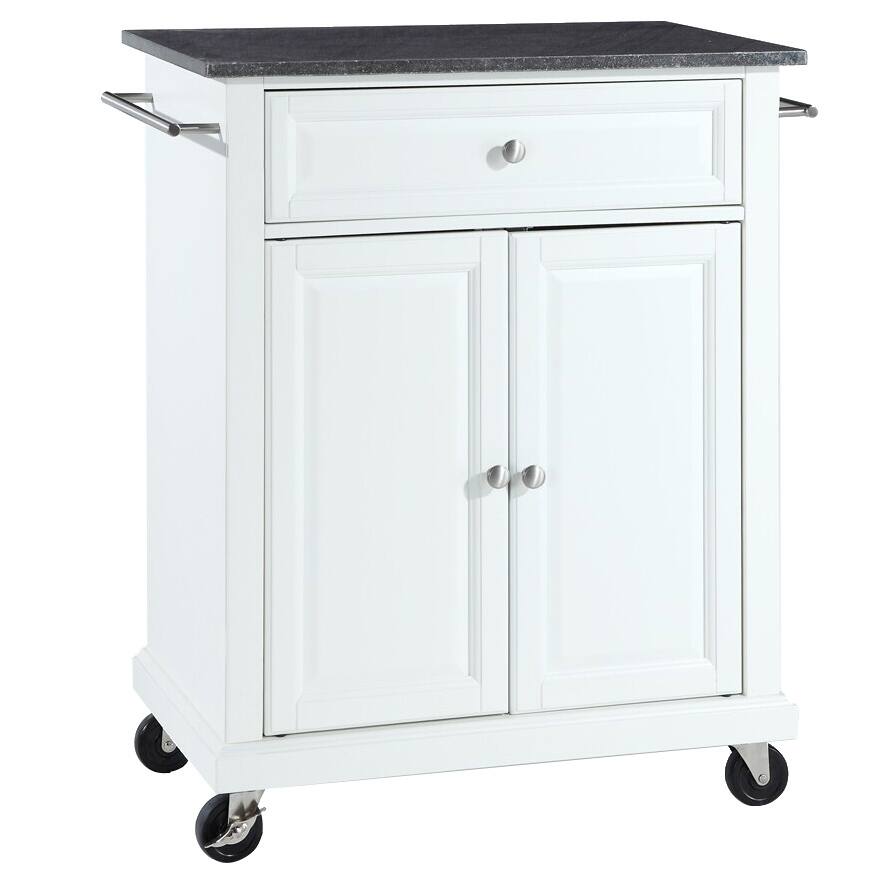 Crosley White Finish/Solid Black Granite Top Kitchen Cart/Island 18"d
