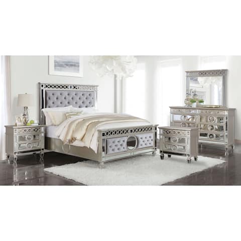 Furniture of America Alyah Glam Champagne 5-piece Tufted Bedroom Set