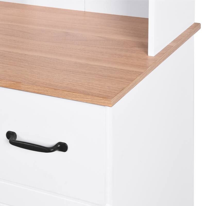 23.62" W Wooden Kitchen Pantry Cabinet with Drawers,Doors and Adjustable Shelves