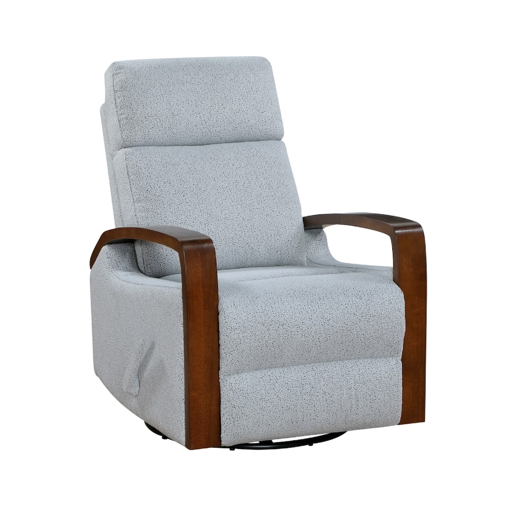 Mery Swivel Glider Manual Reclining Chair, Light Gray Boucle Fabric