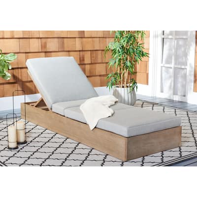 SAFAVIEH Couture Cornie Wood Chaise Lounge Chair - 37 In. W x 78 In. D x 14-34 In. H - 37"W x 78"D x 14-34"H