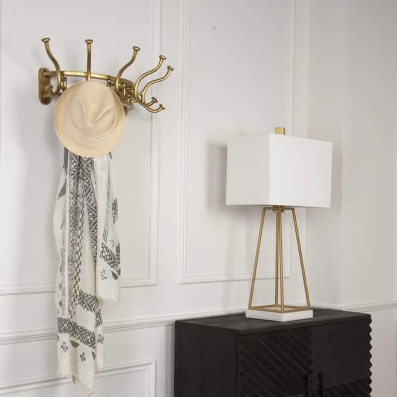 Antique-Style Wall Mounted Coat Rack with Curved Hooks - 24"