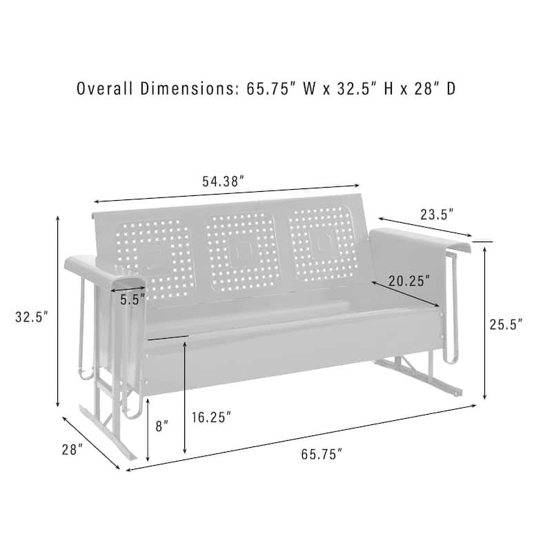 Crosley Bates Sofa Glider In White - 65.75 "W x 28 "D x 32.5 "H