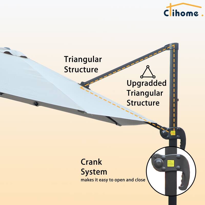 Clihome 11Ft Cantilever Umbrella With Crank And Base