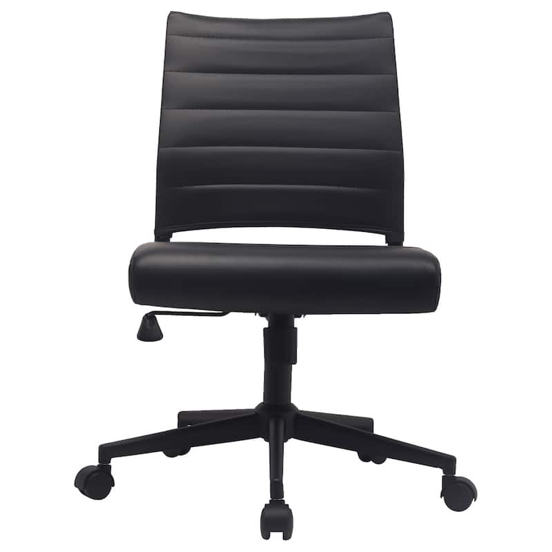 (Retired) Ergonomic Executive Mid back PU Leather Office Chair Armless Side No Arms Tilt With Wheels and Padded Cushioned Seat