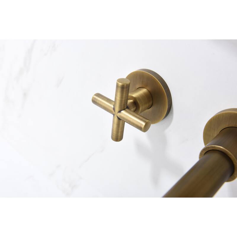 Modern Wall Mounted Bathroom Sink Faucet with Cross Design Handle, Rust and Corrosion Resistant, Anti Fingerprint