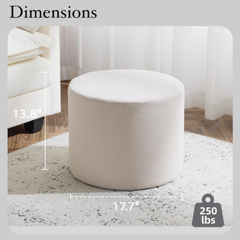 Bezseller Soft Boucle Pouf Ottoman, Comfortable Foot Rest, Full Foam Filling Footstool for Living Room, Bedroom