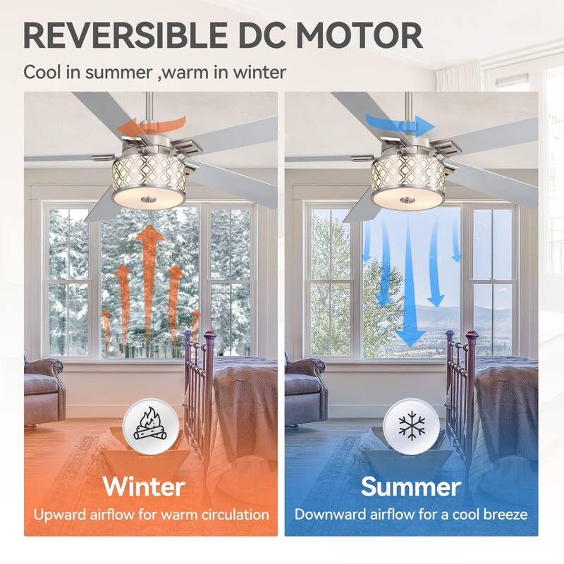 52-inch Reversible 5-Blade Fandelier Ceiling Fan with Light and Remote
