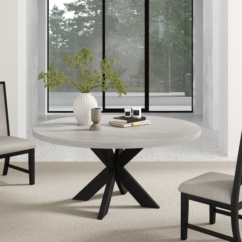 Roundhill Furniture Gates Round Dining Table, Gray