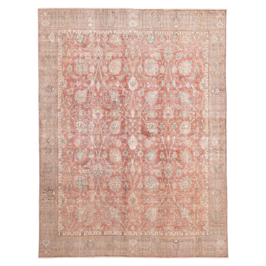 ECARPETGALLERY Hand-knotted Antalya Vintage Dark Red Wool Rug - 9'3 x 11'11