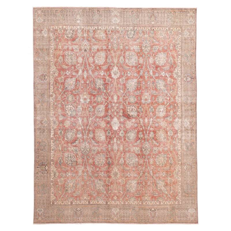 ECARPETGALLERY Hand-knotted Antalya Vintage Dark Red Wool Rug - 9'3 x 11'11