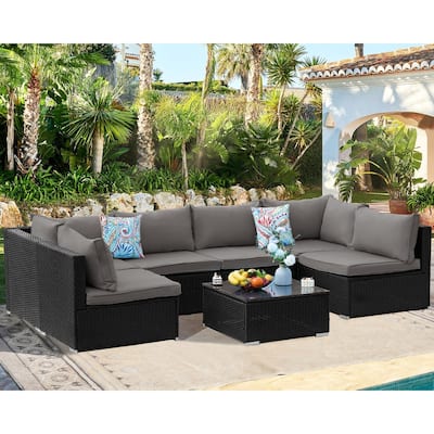 Outdoor 7-Piece Sofa Seating Group with Cushions