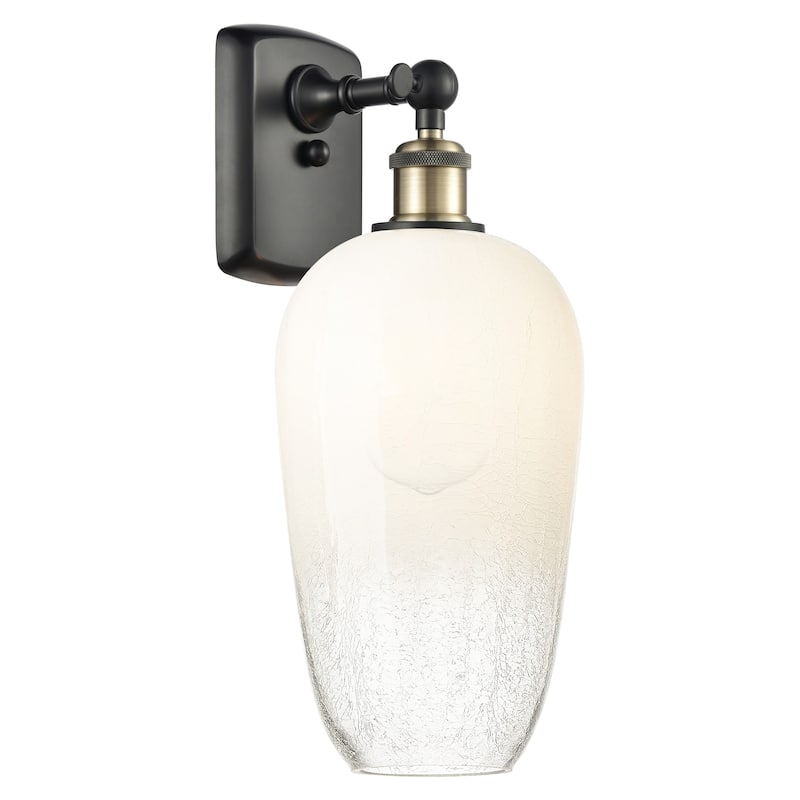 Innovations Lighting 516-1W-16-7 Brookhaven Flute Sconce Brookhaven - Black Antique Brass / Opal