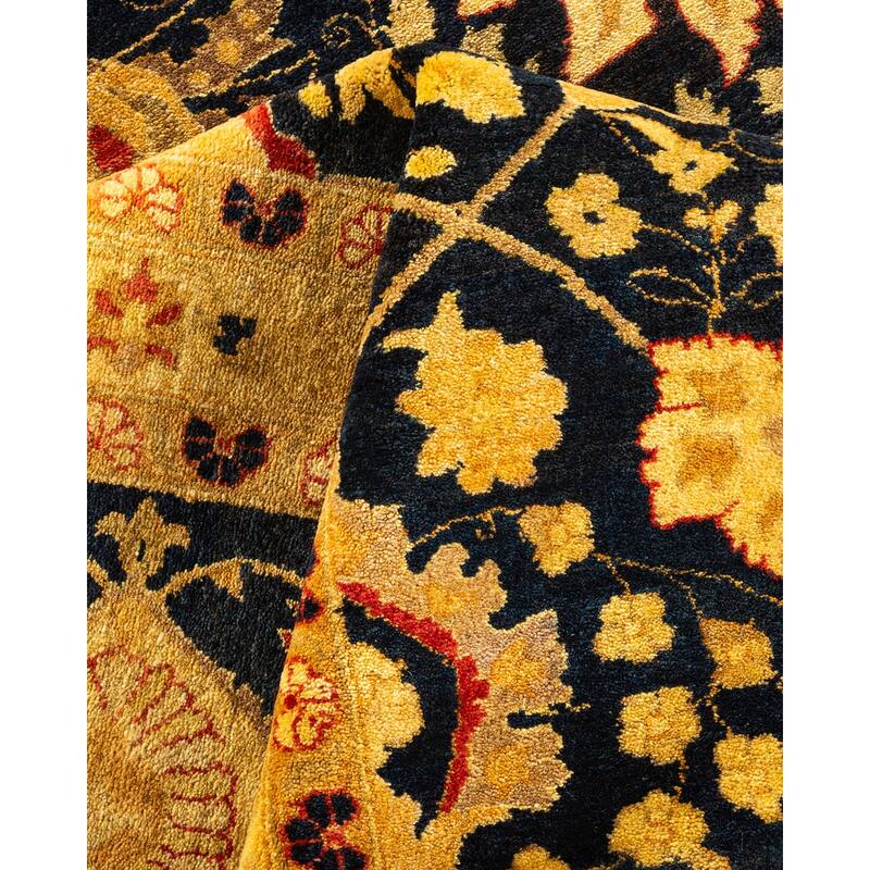 Overton Handknotted Wool Traditional Oriental Blue Area Rug - 9' x 12'