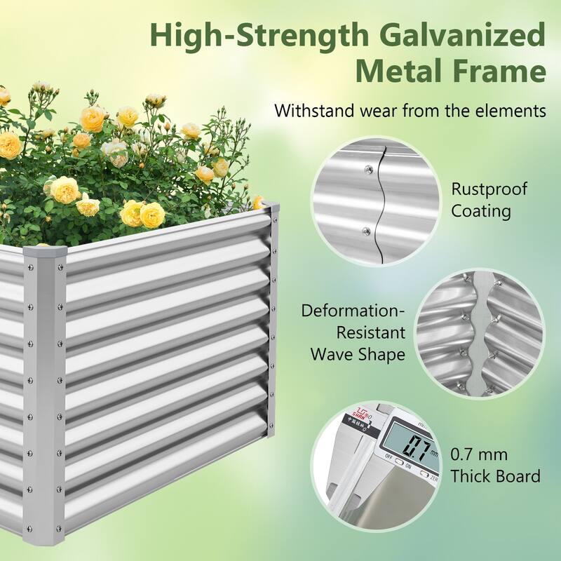 Gymax 2 PCS Raised Garden Bed Large Metal Planter Box Kit for