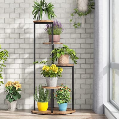 4-Tier Plant Stand Indoor, Wood Plant Flower Shelf Holders for Balcony