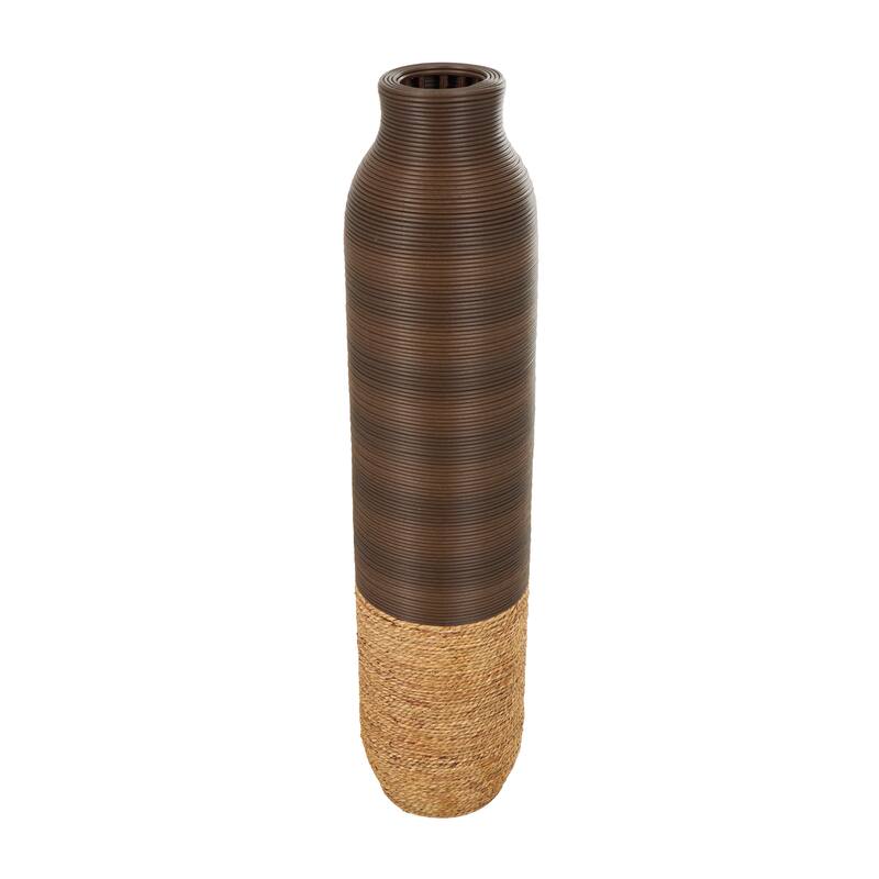 Artisan Dark Brown Seagrass Handmade Vase