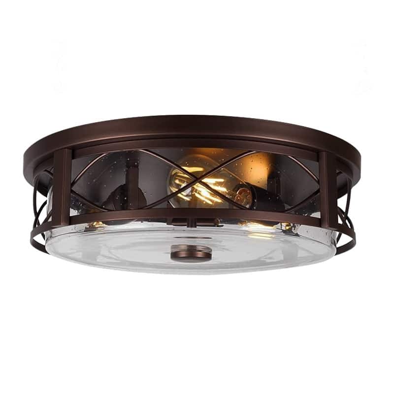 16 Inch ceiling lighting bronze flush mount ceiling light glass metal kitchen lights fixture - 16 Inch