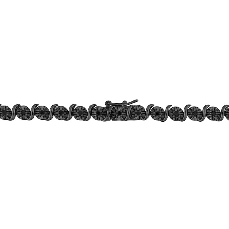 Miadora 1ct TW Black Diamond Tennis Bracelet in Sterling Silver with Black Rhodium