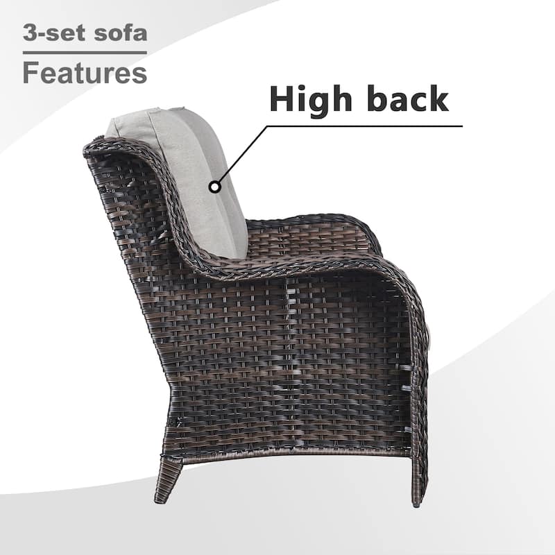 4-piece Outdoor Patio Sofa Chair Set With Fire Pit Table