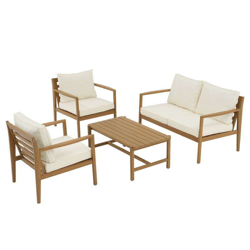 Outdoor 4 Piece Leisure Solid Wooden Chair Set