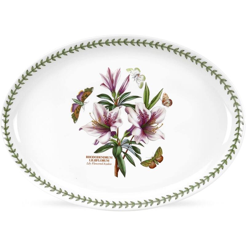 Portmeirion Botanic Garden Oval Serving Dish - 15 in - 15 in - Lily Flowered Azalea Motif
