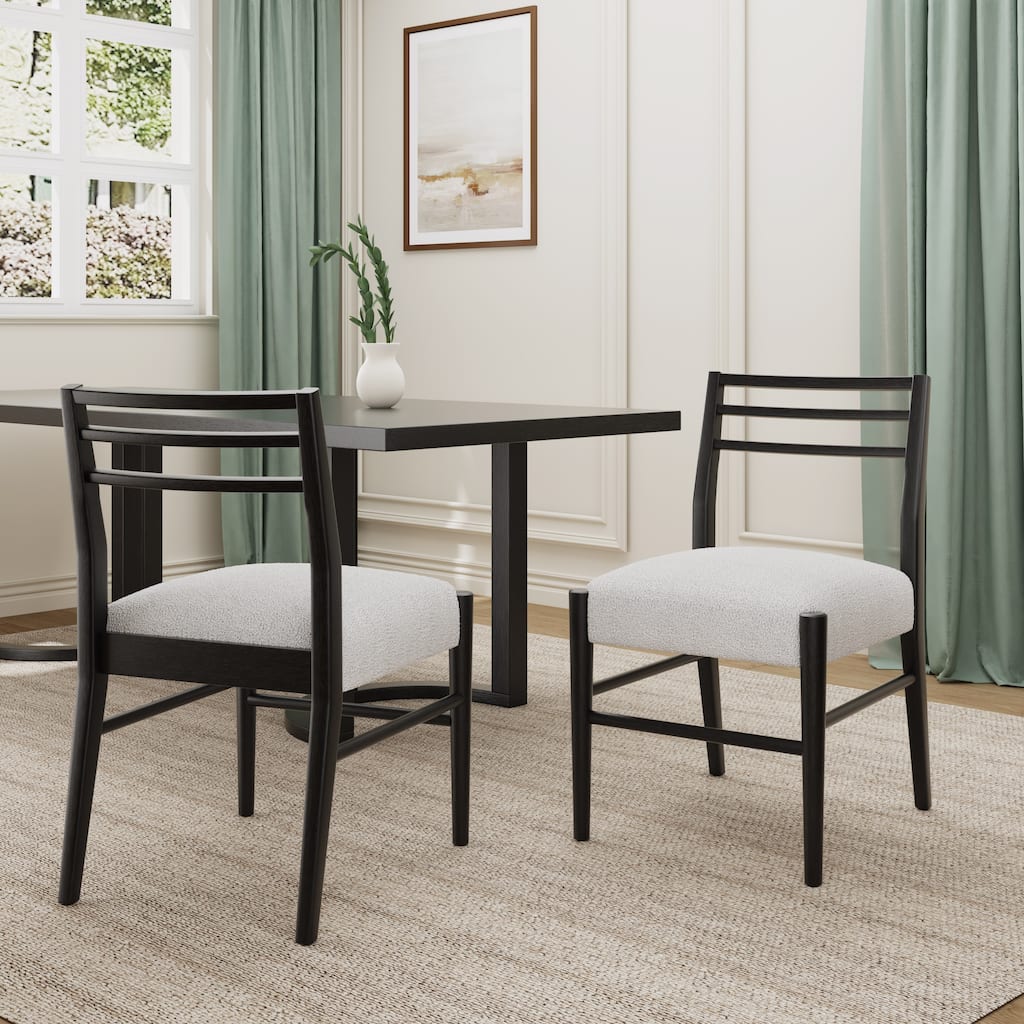 Farmhouse Woodern Frame Upholstered Armless Dining Chair with Lader Back(Set of 2)