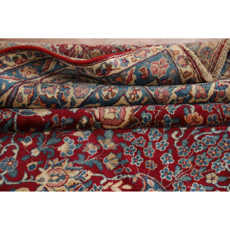 Vegetable Dye Floral Yazd Antique Persian Wool Carpet - 6'6" x 9'10"