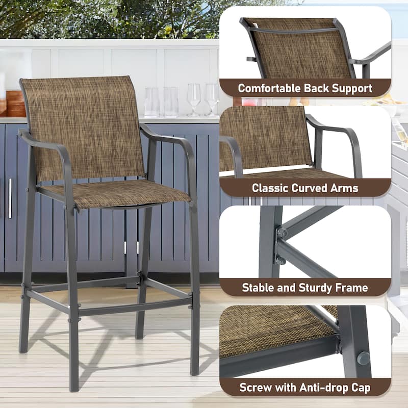Pellebant Outdoor Bar Height Barstools Patio Bar Stools Chairs - 22.5 " D x 21.3 " W x 44 " H