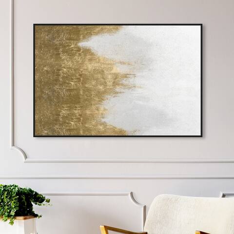 Oliver Gal 'White Waves of Gold' Abstract Wall Art Framed Canvas Print Paint - White, Gold