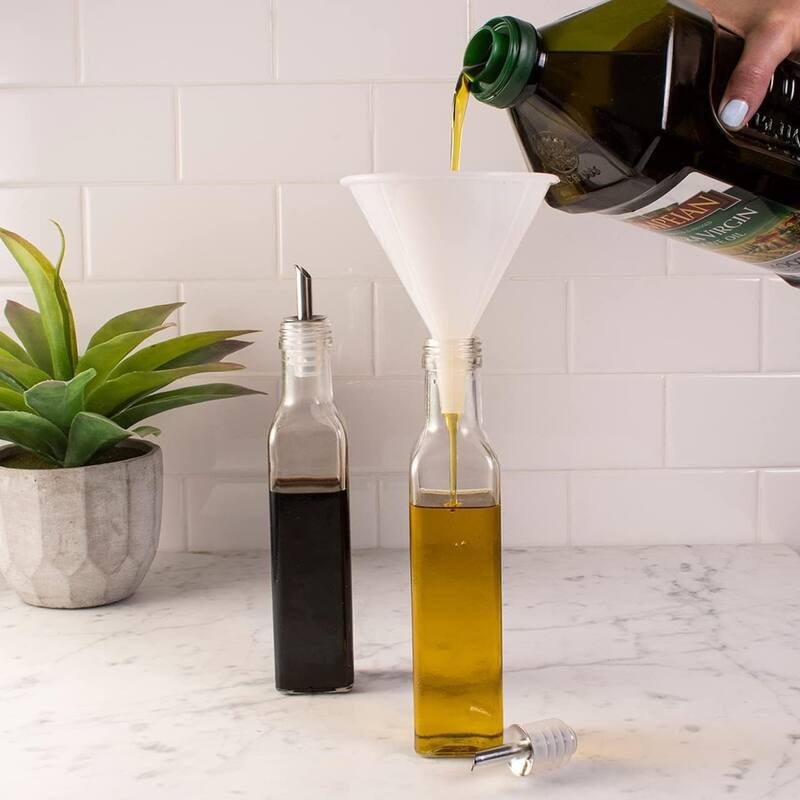 Hutzler Plastic Funnel 3-Piece Set, Includes 4oz, 8oz, and 16 oz Funnels, Perfect for Various Uses Around the Kitchen