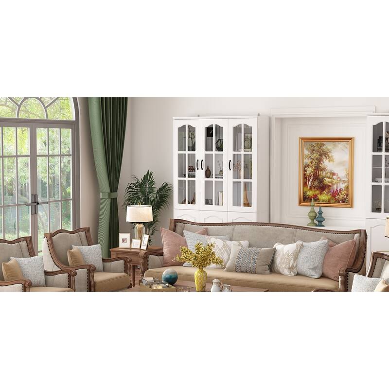 Kitchen Cabinet Clear Visibility Tempered Glass Showcase Combo Cabinet