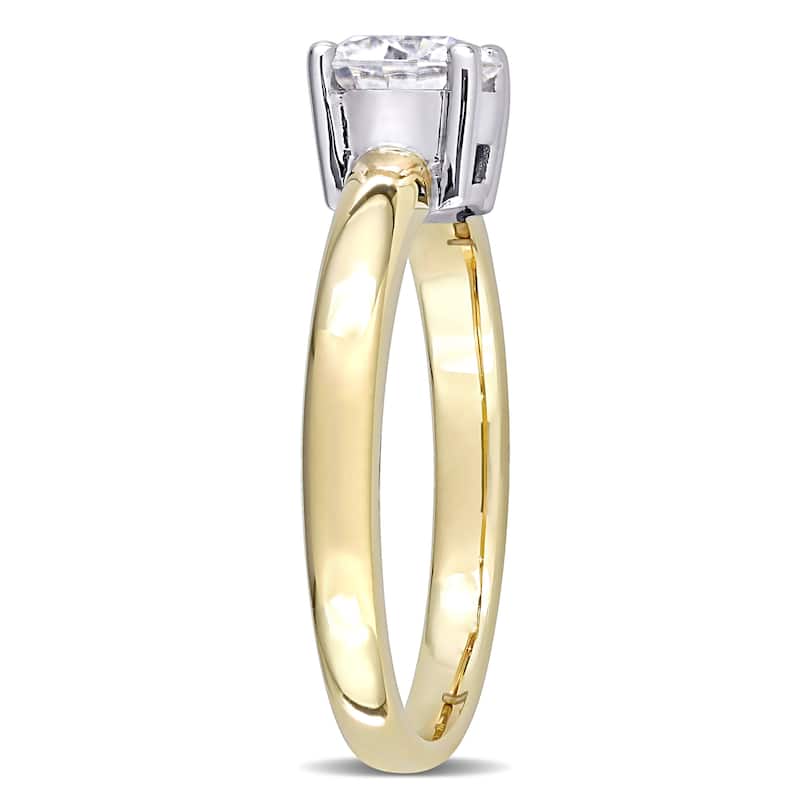 Miadora 3/4ct DEW Created Moissanite Solitaire Ring in 14k White and Yellow Gold