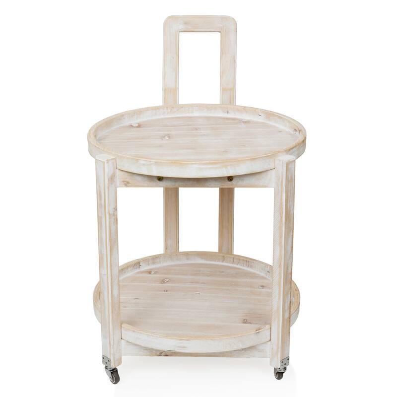 Alpine Corporation MBB172 Wood 2-Tier Rolling Storage Cart for Books, Plants, Decor, Rustic Storage Push Cart with 2 Shelves