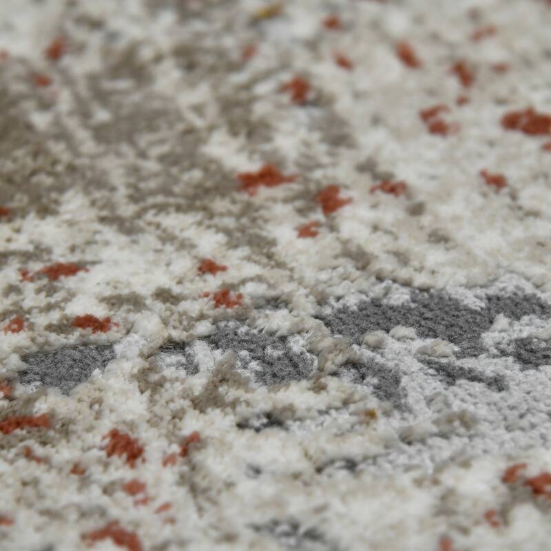 Sylvia Gracielle Ivory/Gray Polyester Blend Performance Area Rug