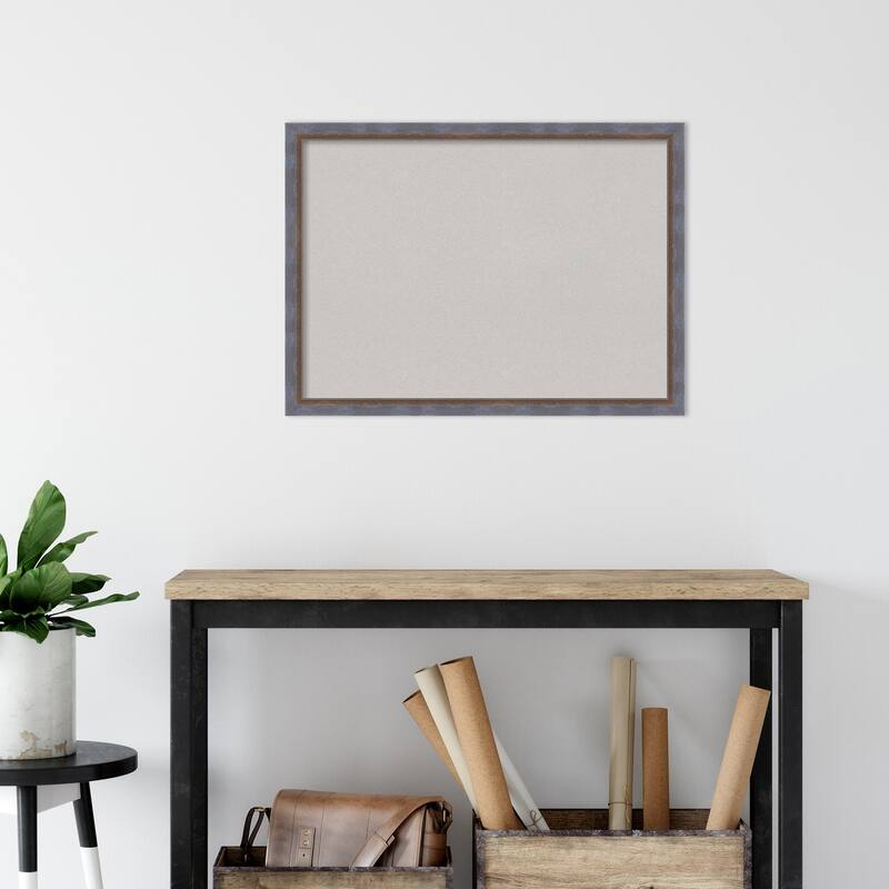 Two Tone Wood Framed Grey Corkboard Bulletin Board