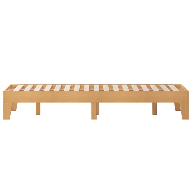 Wood Platform Bed with 14 Wooden Support Slats