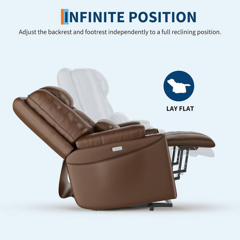 Power Lift Recliner Chair Sofa, PU Leather Reclining with Charging Ports, Cup Holders