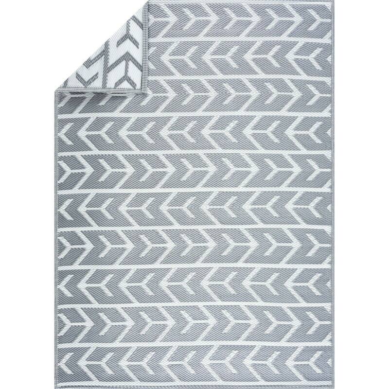 Amsterdam Design 100% Eco-friendly Lightweight Plastic Outdoor Mat/Rug - 4'x6' - Gray&White