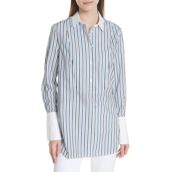 Shop Equipment Blue White Women S Small S Striped Button Down