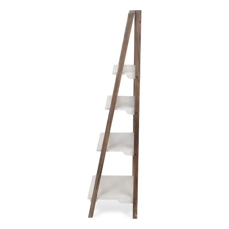4-Tier Foldable Handmade Display Shelf - 61.25" - Brown and White